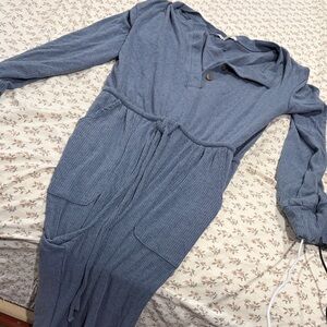 Francesca's Collections Ribbed Blue jumpsuit